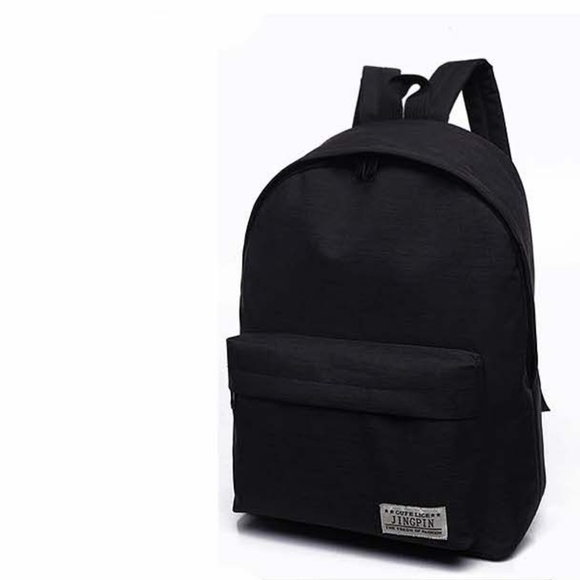 Small black canvas backpack